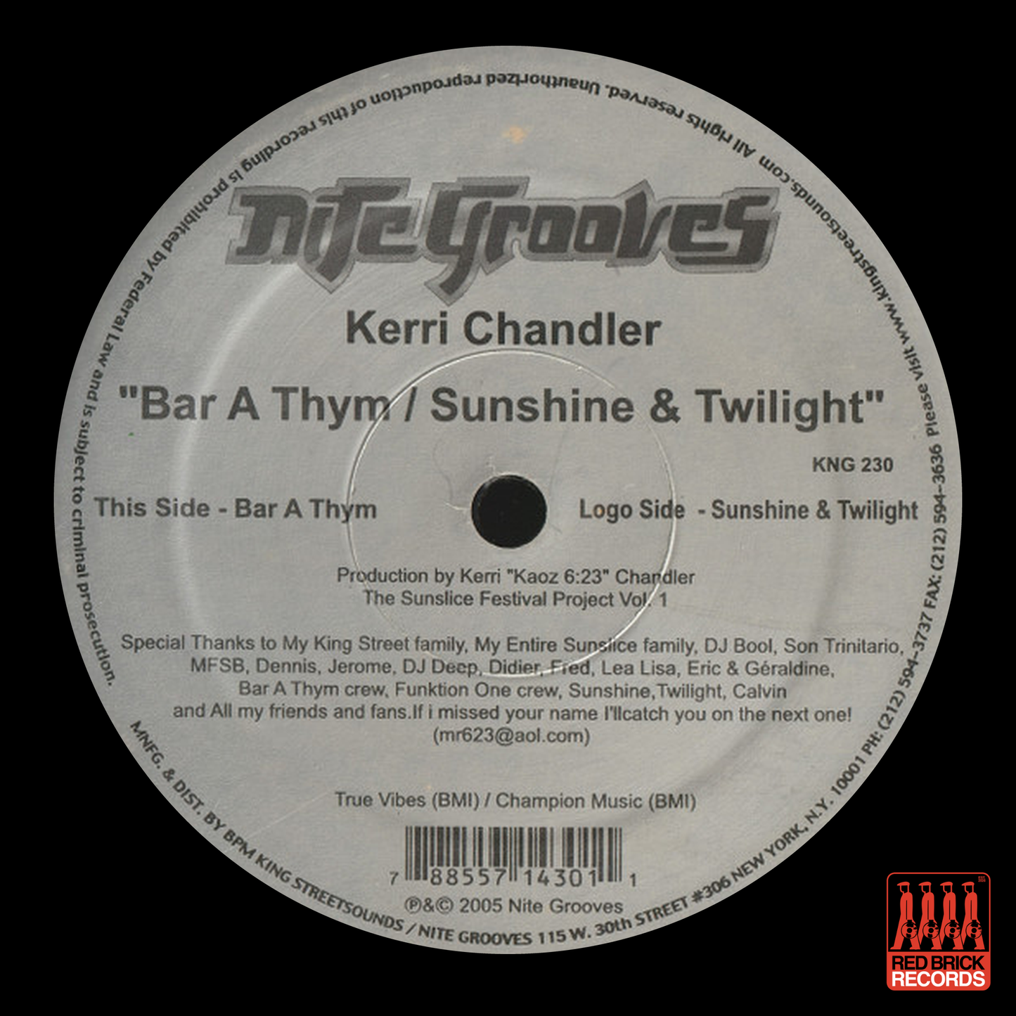 Kerri Chandler - Bar a Thym/Sunshine & Twilight